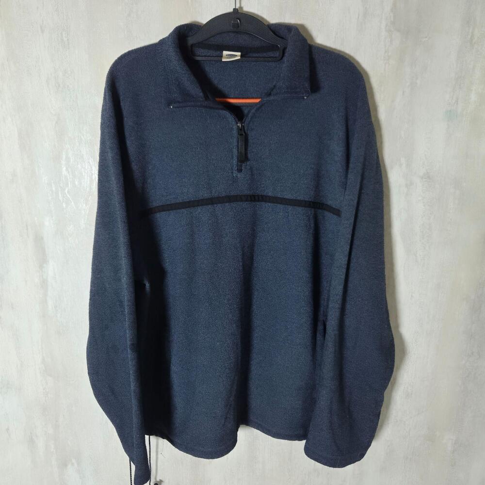 Old Navy Jacket Mens Large Blue Fleece 1/4 Zip Pullover Stand Collar Pockets